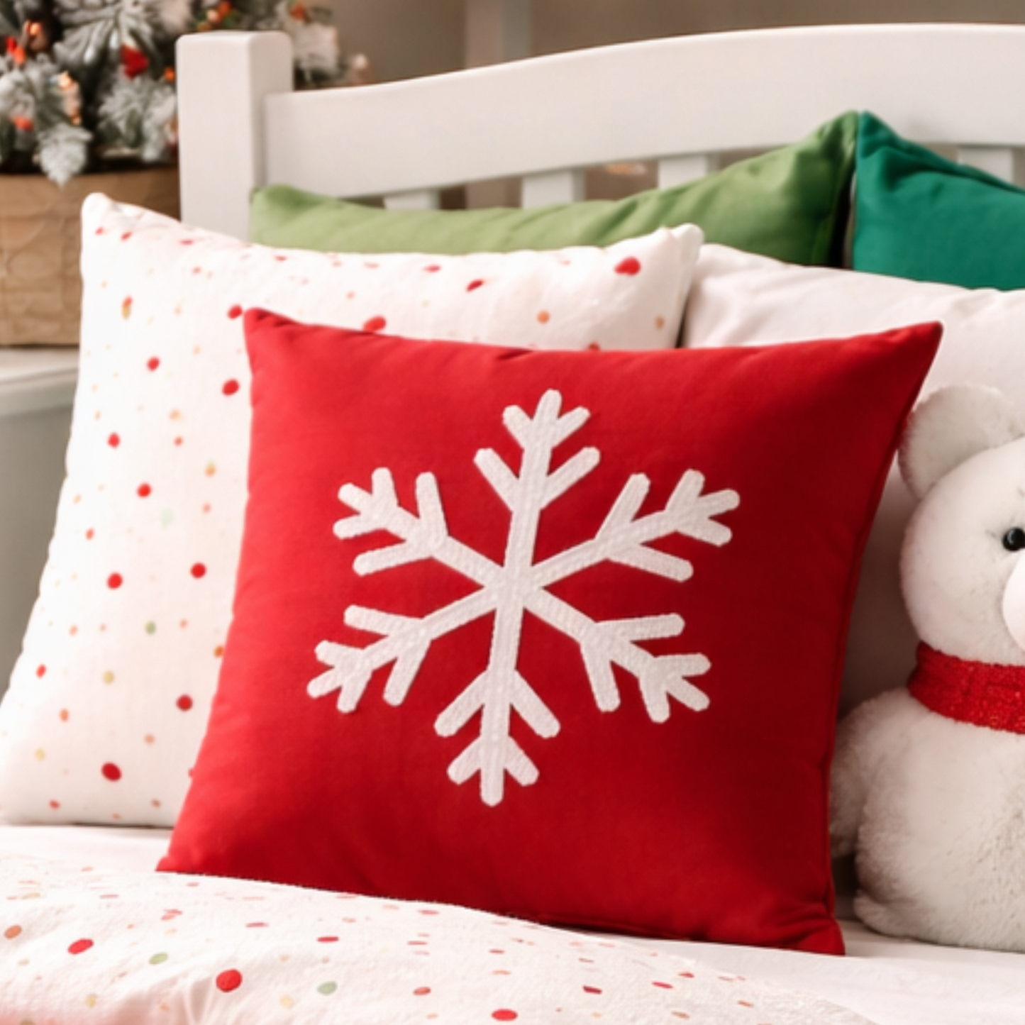 Snowflake stuffed cushion