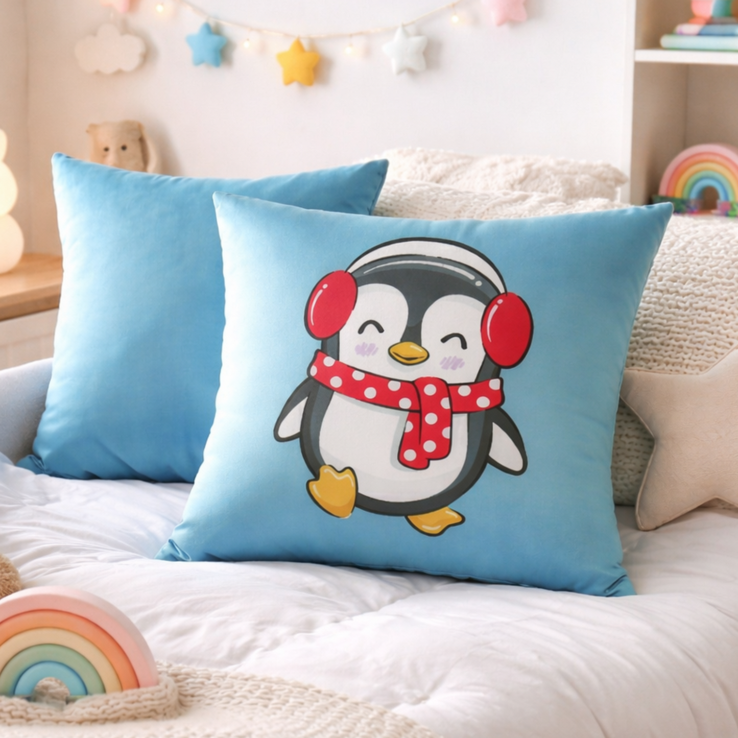 cozy penguin stuffed cushion